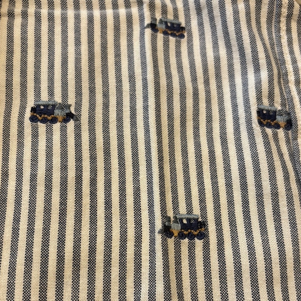 Gymboree Navy and White Striped Train Embroidered Dress Shirt🚂 - Picture 2 of 2
